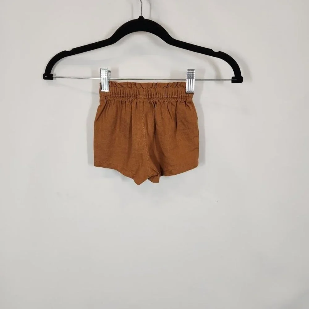 NEW Old Navy Baby girl‎ brown linen paper bag shorts Size 3-6 Months